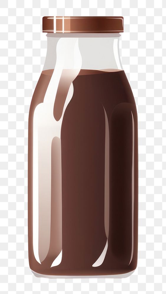 PNG  Chocolate milk bottle glass drink.
