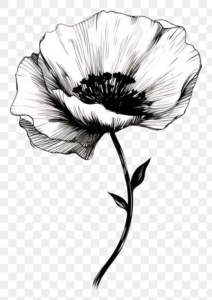 PNG  Poppy flower drawing sketch plant.