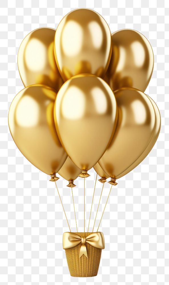 PNG Simple busket balloon shiny gold white background.