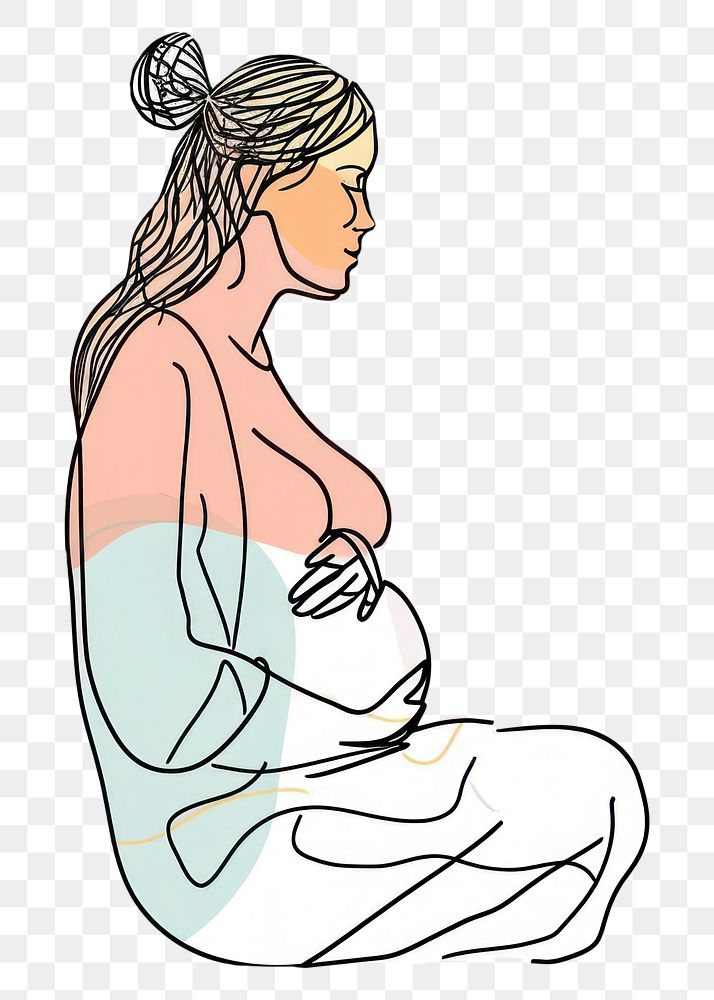 PNG  Continuous line drawing pregnant woman sketch art illustrated.