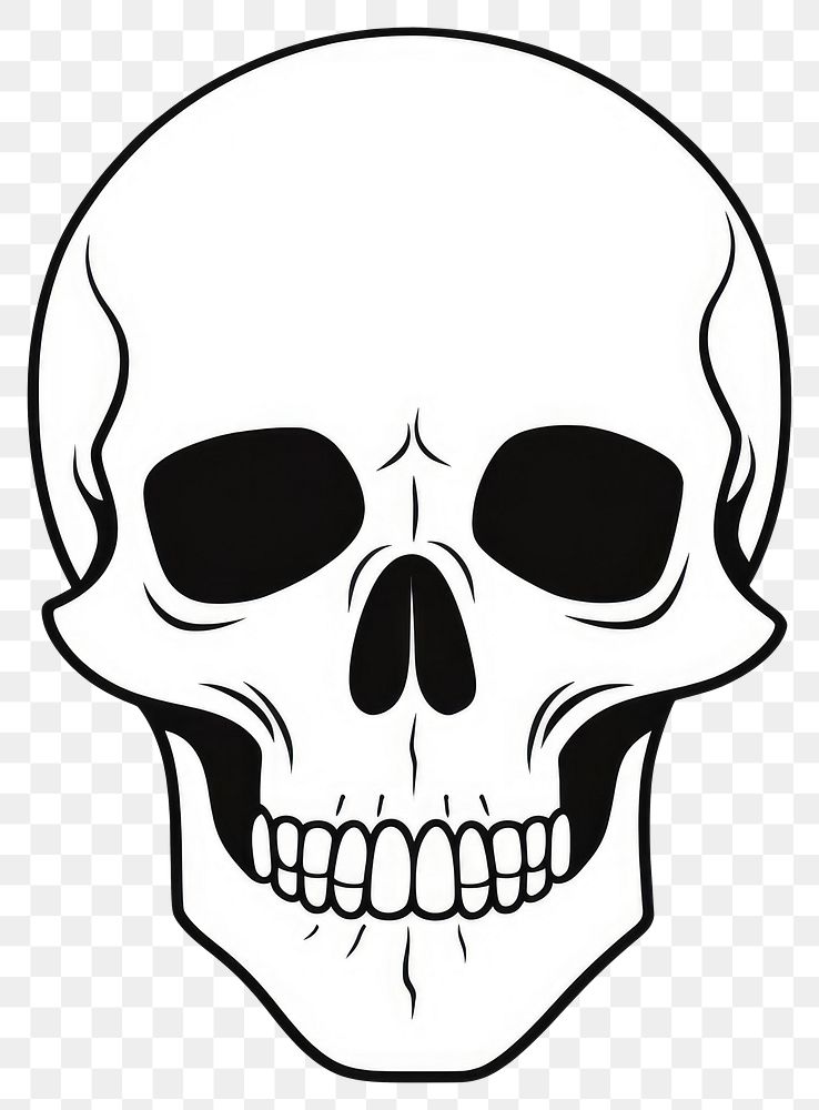 PNG Skeleton skull sketch drawing white.