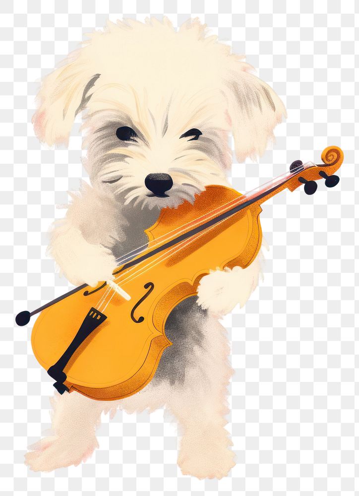 PNG Dog playing violin animal mammal cello.