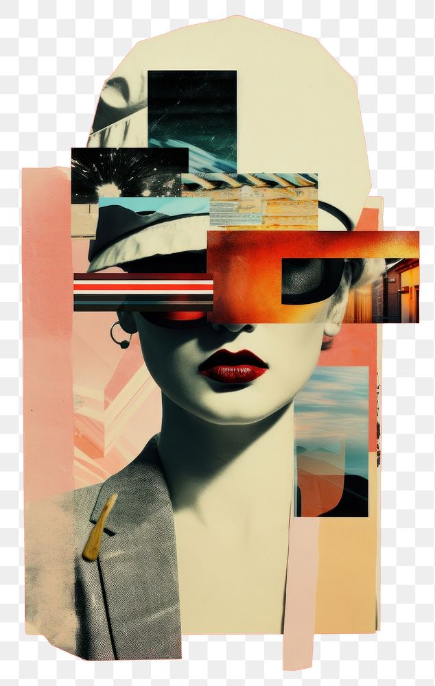 PNG Painting collage art sunglasses.