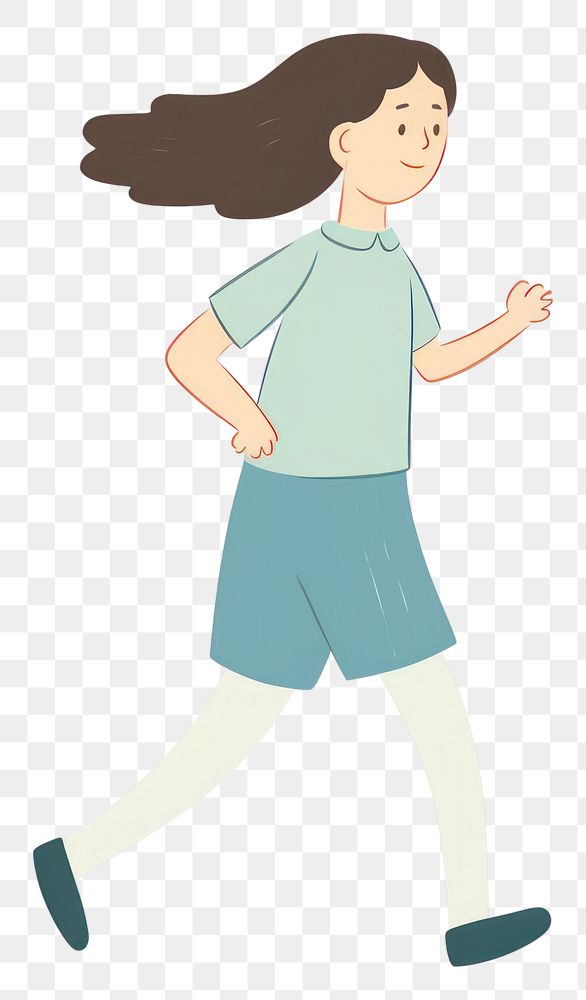 PNG Walking cartoon exercising hairstyle.