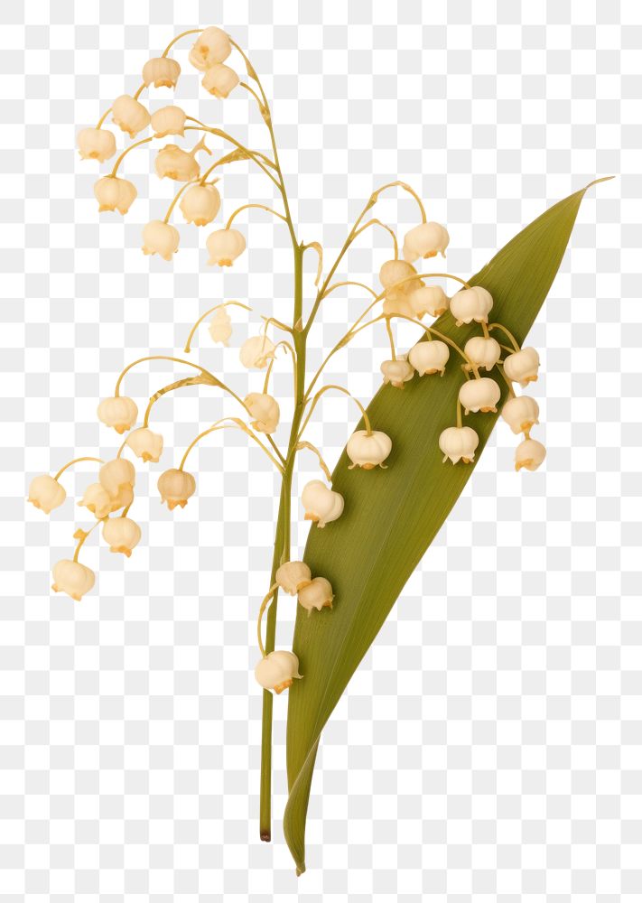 PNG  Real Pressed a Lily of the valley flowers plant white freshness.