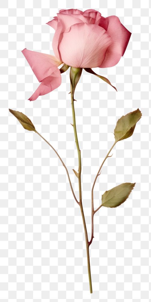 PNG  Real Pressed a Pink rose flower petal plant.