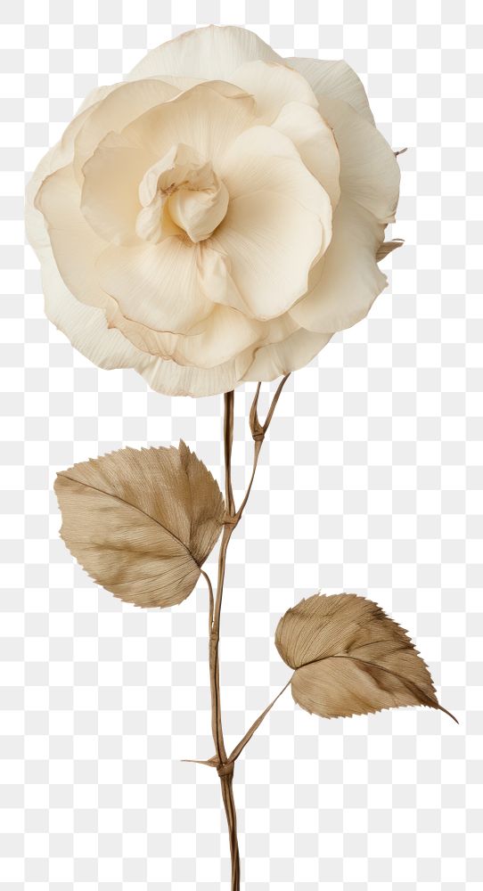 PNG  Real Pressed a white rose flower plant petal.