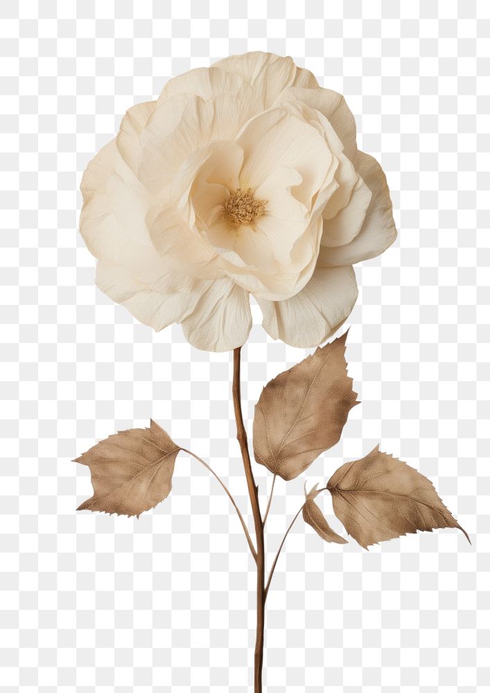 PNG  Real Pressed a white rose flower plant petal.