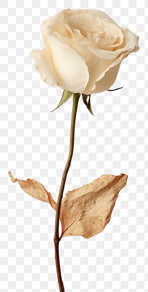 PNG  Real Pressed a white rose flower petal plant.