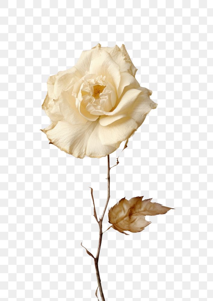 PNG  Real Pressed a white rose flower petal plant.