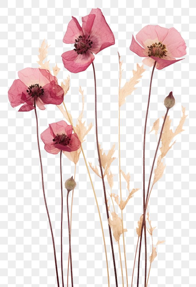 PNG  Real Pressed a Wildflowers petal plant poppy.