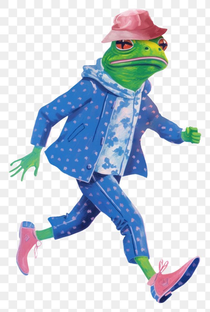Fashionable frog png character digital art illustration, transparent background