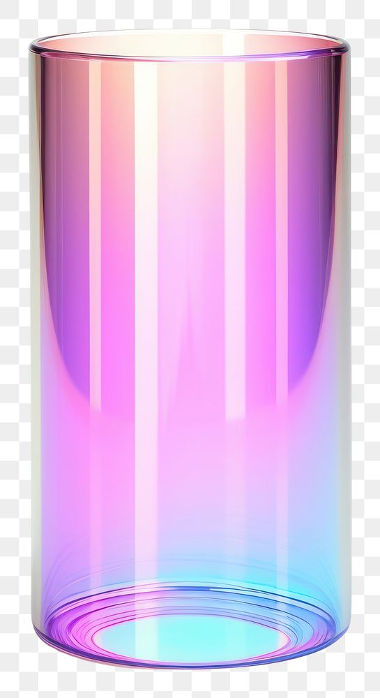 PNG  Cylinder tube iridescent bottle glass vase.