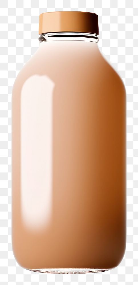 PNG Brown glass bottle mockup drink milk white background.
