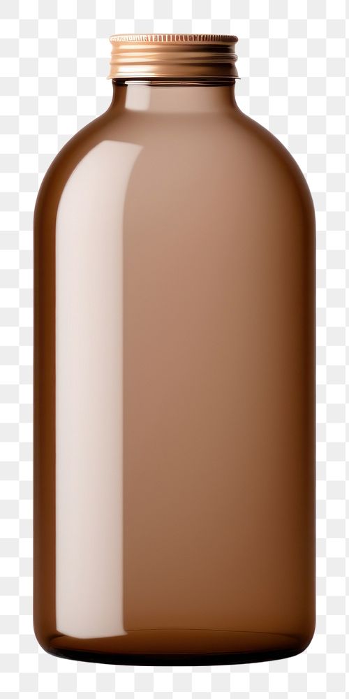 PNG Brown glass bottle mockup white background refreshment studio shot.