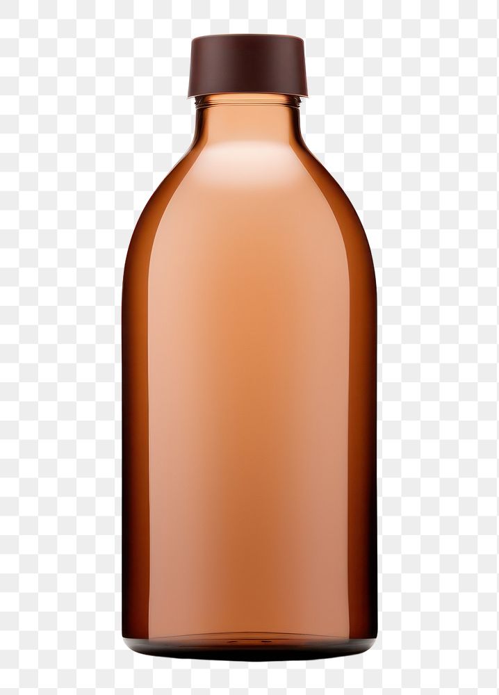 PNG Brown glass bottle mockup white background refreshment container.