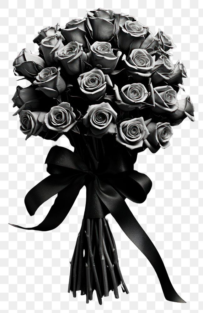 PNG Photography of merry bouquet black monochrome flower.