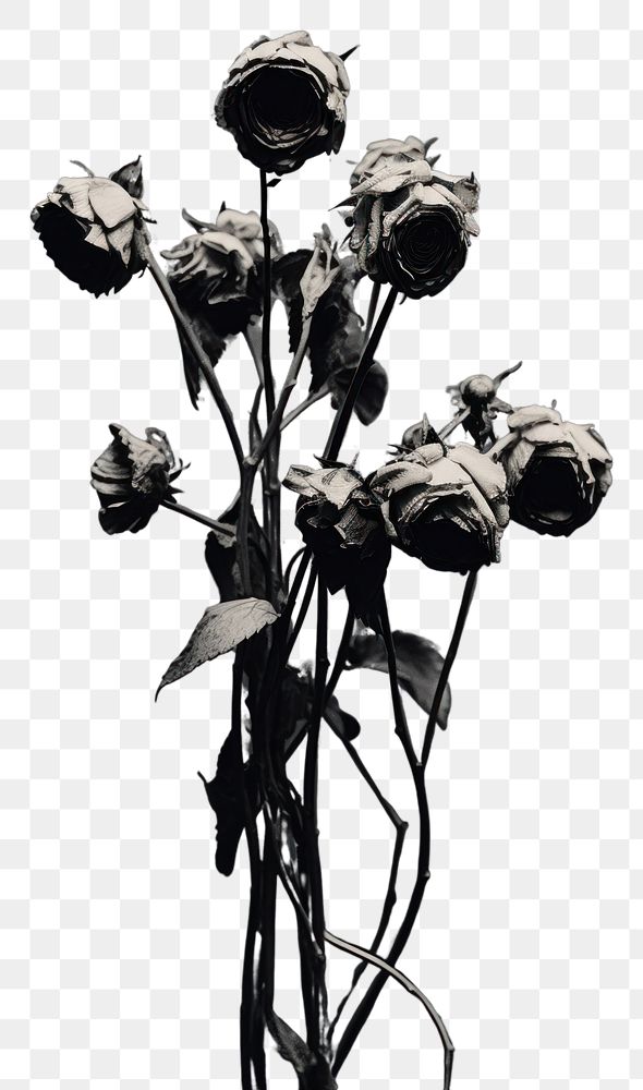 PNG Photography of dried flowers plant black white.
