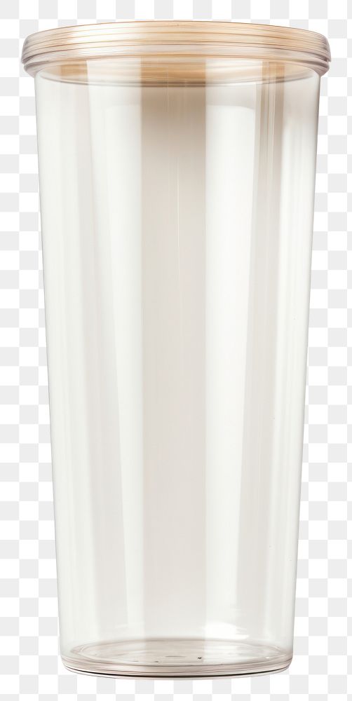 PNG Transparent plastic tumbler mockup glass cup white background.