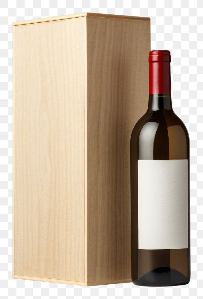 PNG Wooden wine box packaging mockup bottle drink refreshment.