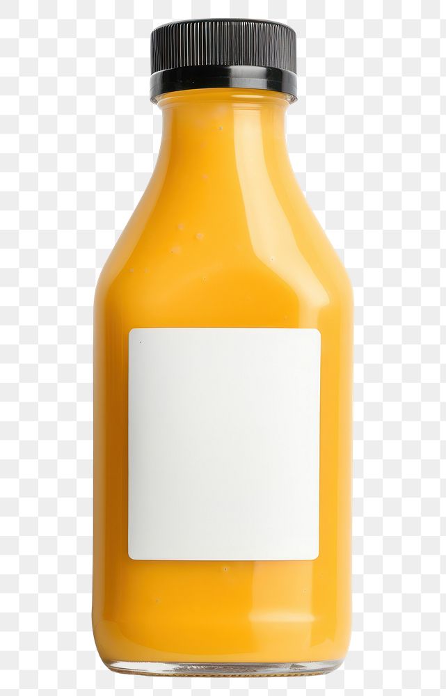 PNG Cheese sauce bottle with label mockup juice drink white background.