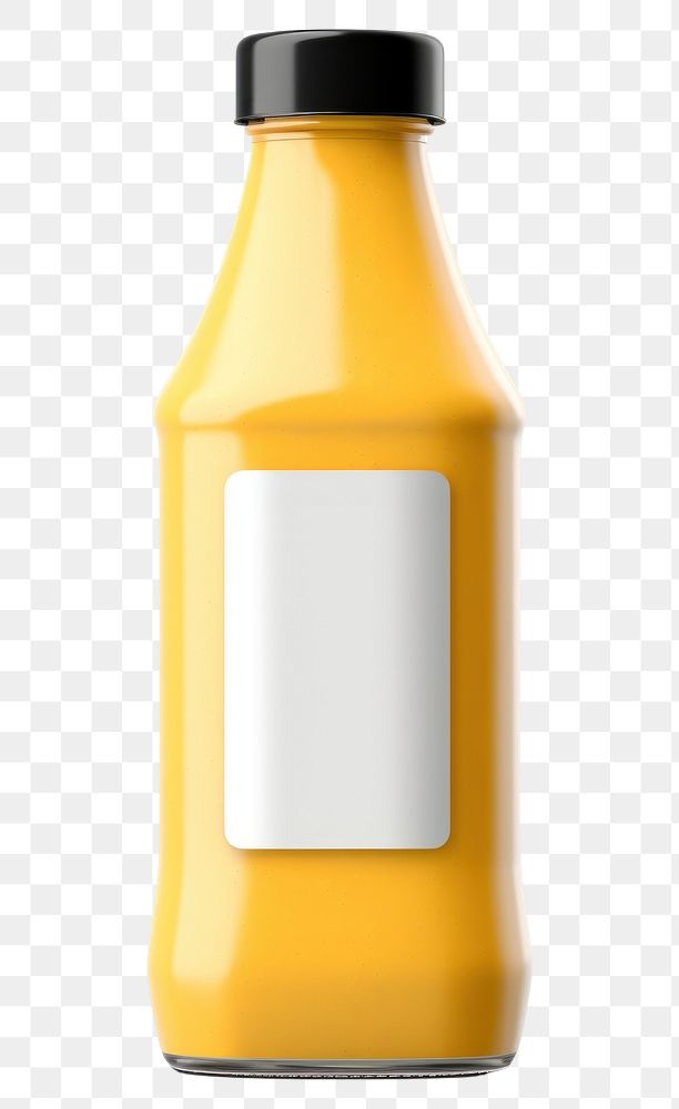 PNG Cheese sauce bottle with label mockup juice drink white background.