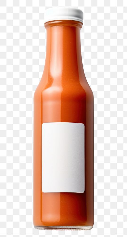 PNG Sauce bottle with label mockup food white background refreshment.