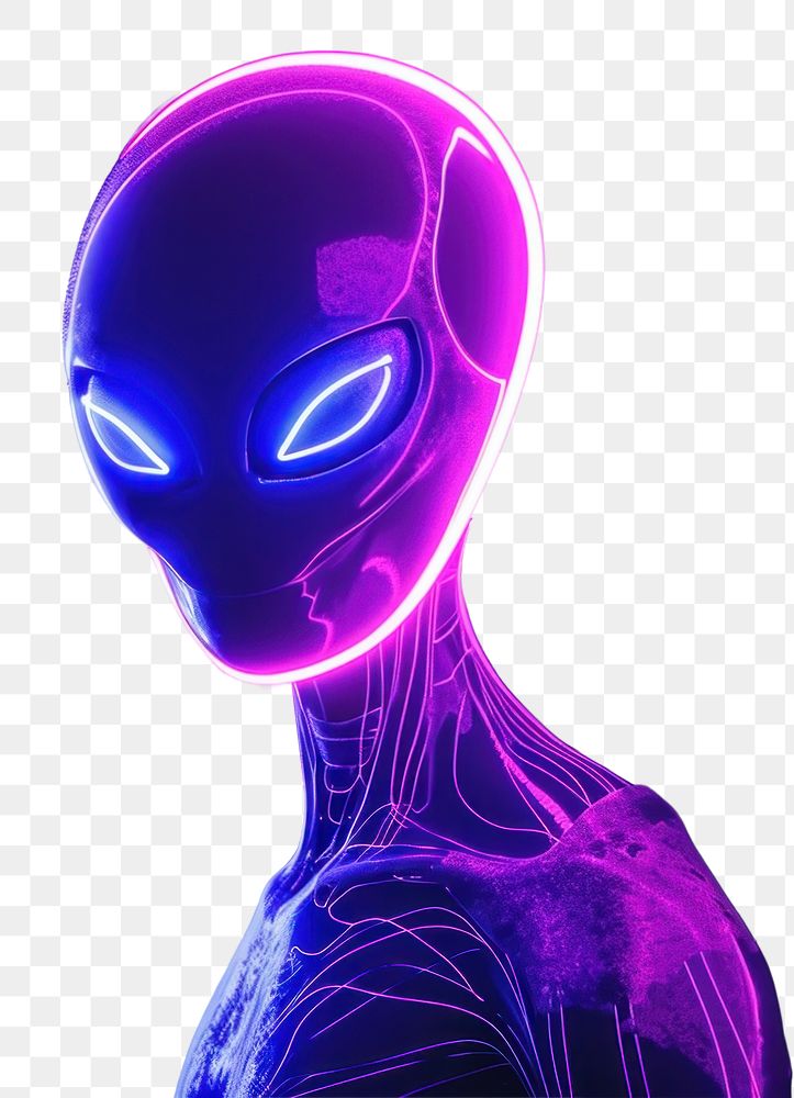 PNG Alien neon rim light photo purple night alien.