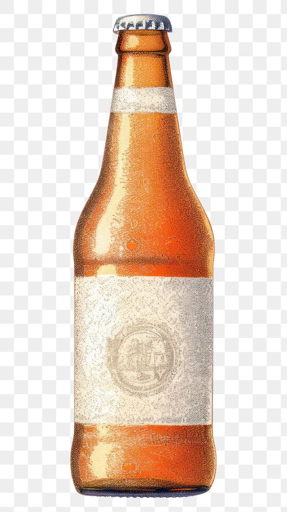 PNG Pastel risograph printed texture of a bottle of beer drink lager white background.