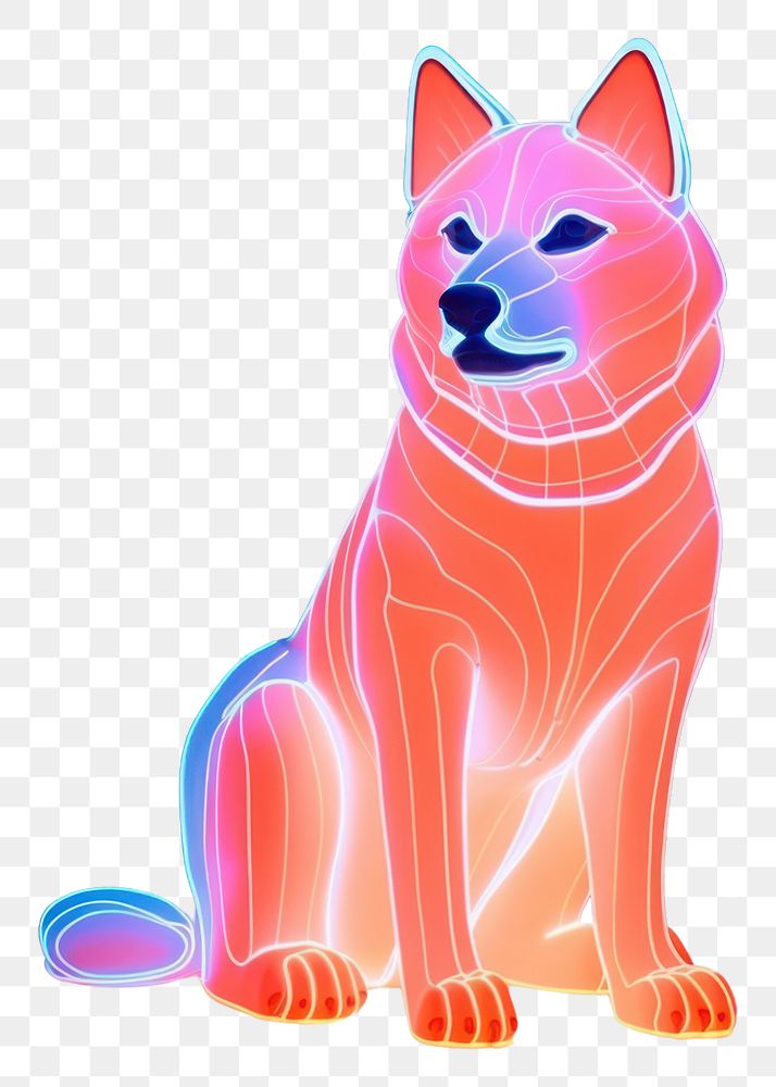 PNG Illustration Akita Inu neon rim light mammal animal pink.