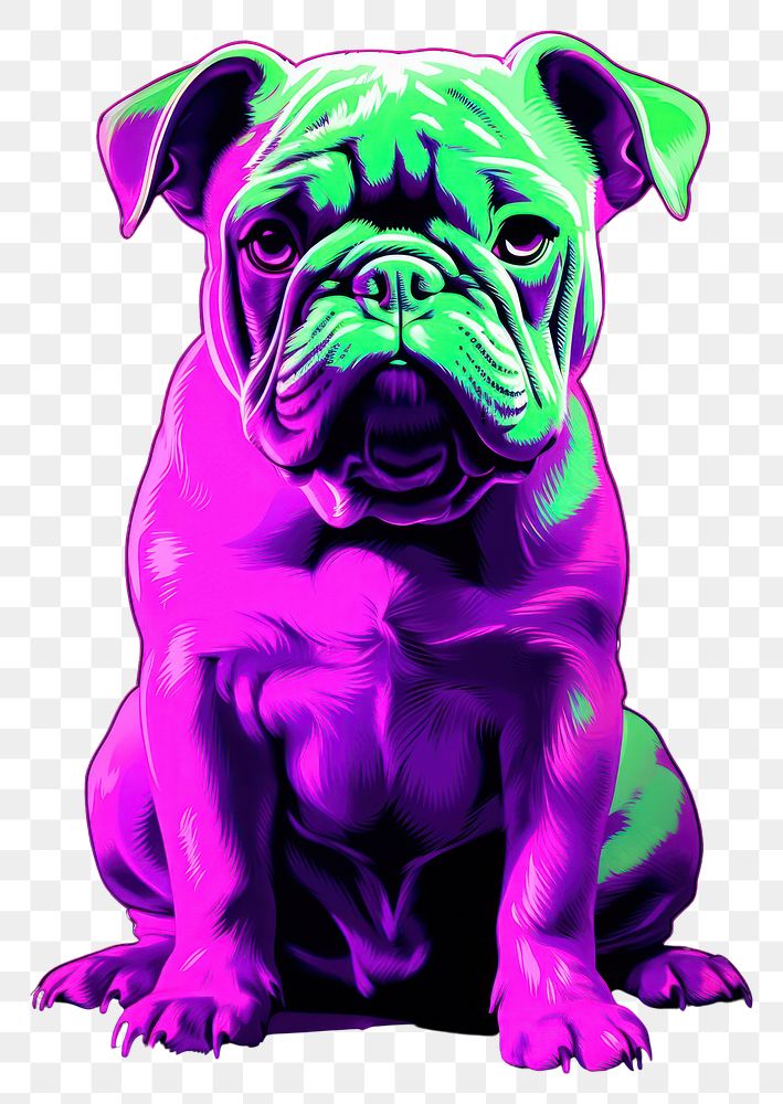 PNG Illustration Bulldog Dog neon rim light bulldog portrait animal.
