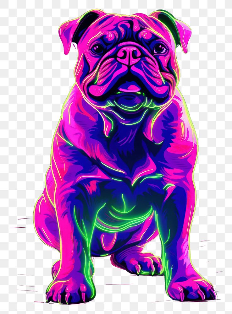 PNG Illustration Bulldog Dog neon rim light bulldog animal mammal.