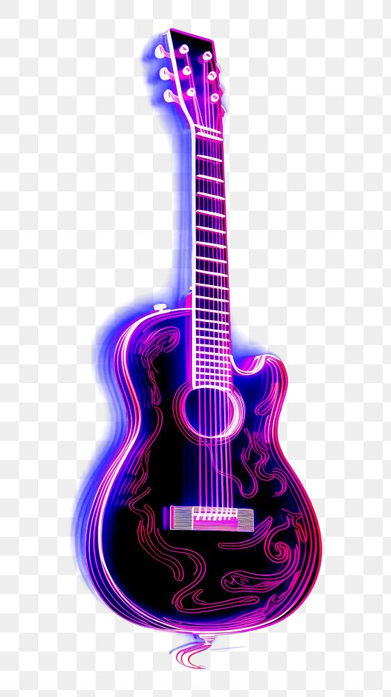 PNG Illustration guitar neon rim light purple blue entertainment.