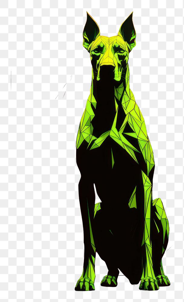 PNG Illustration Dobermann neon rim light green mammal animal.
