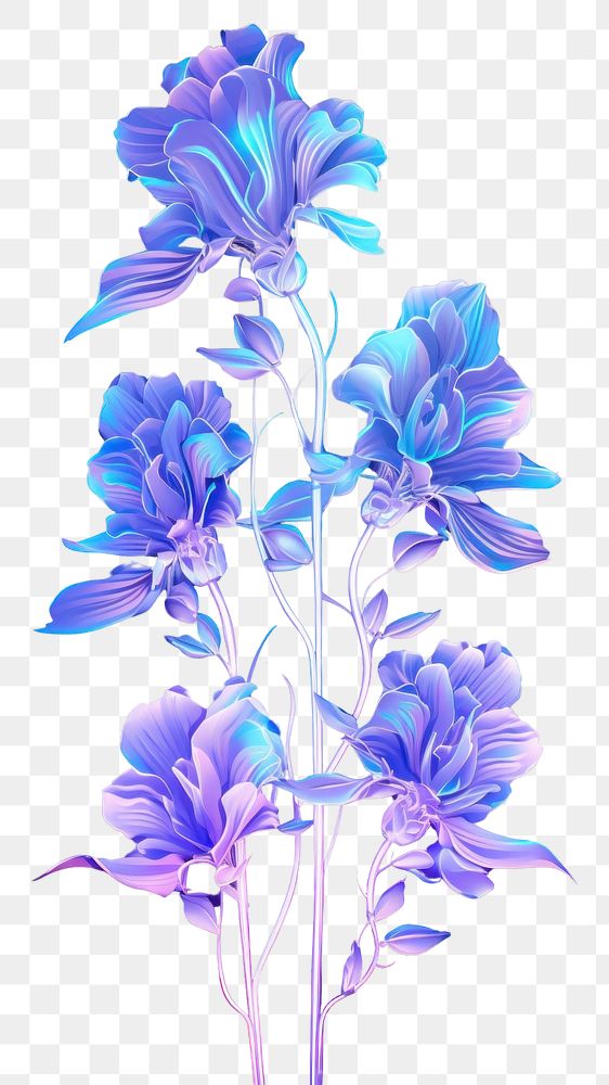 PNG Illustration delphinium neon rim light flower purple plant.