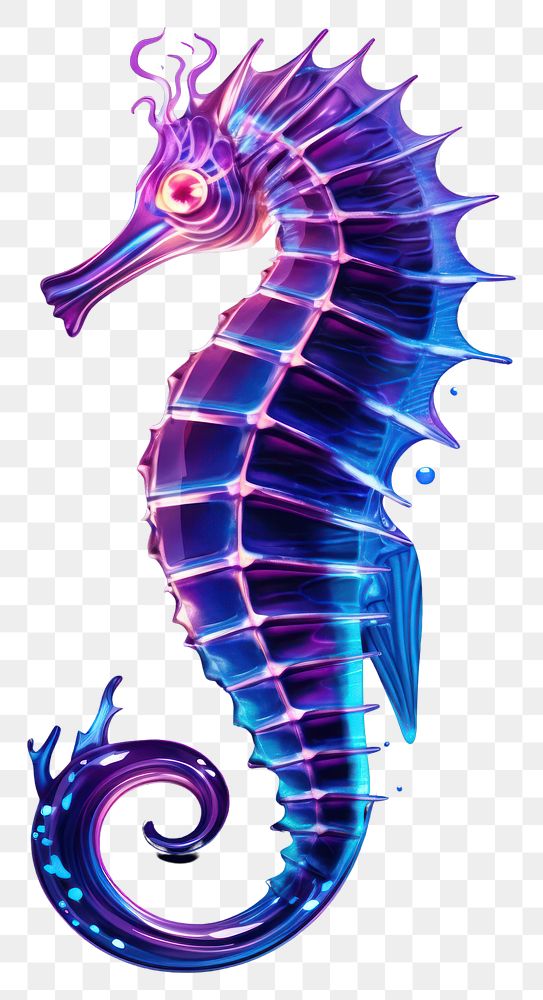 PNG Illustration sea horse neon rim light seahorse animal purple.