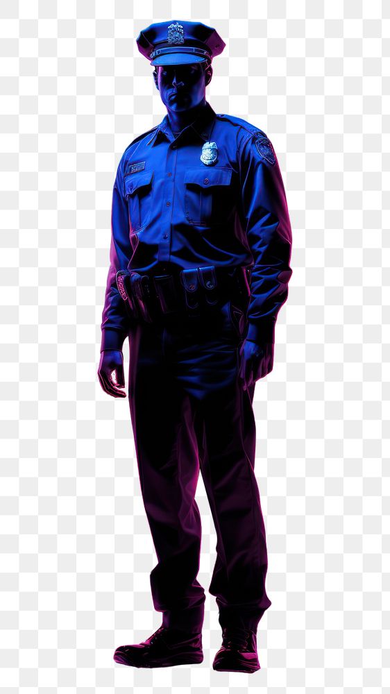 PNG Illustration policeman performer Neon rim light portrait purple adult.