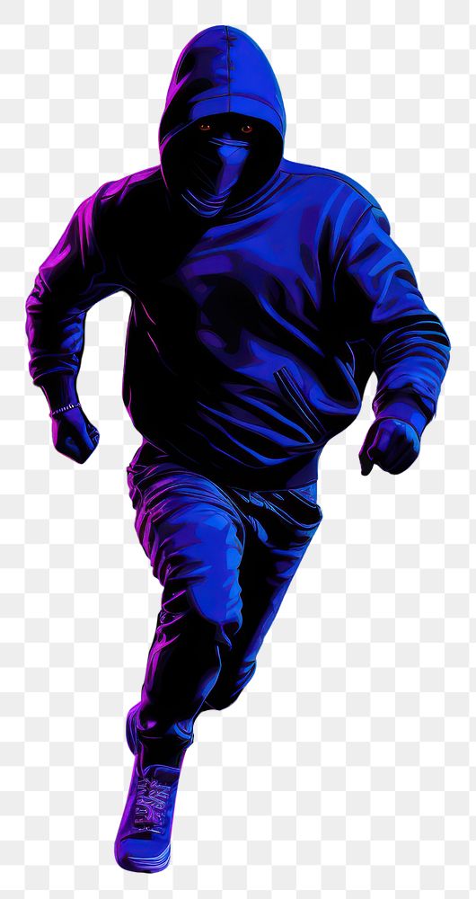 PNG Illustration robber neon rim light purple silhouette running.