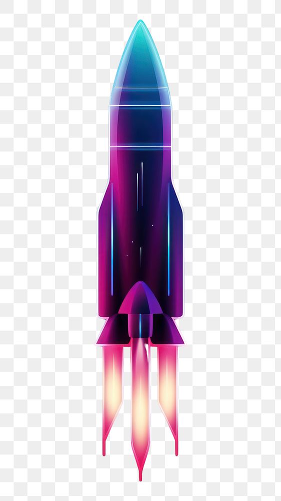 PNG Illustration rocket neon rim light purple night blue.
