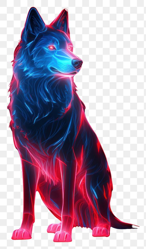 PNG Illustration wolf neon rim light animal mammal blue.