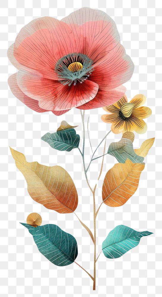 PNG Dreamy Retro Collages of flower art plant poppy.