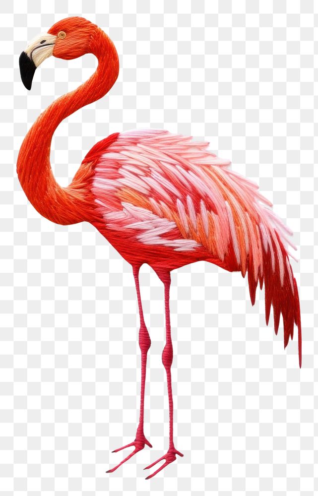 PNG Flamingo in embroidery style animal bird beak.