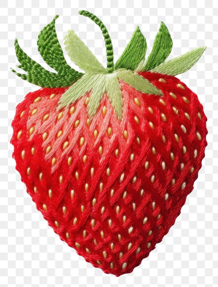 PNG Strawberry in embroidery style fruit plant food.