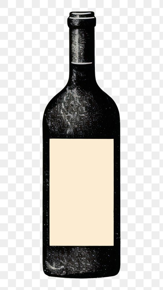 PNG Silkscreen illustration of a Wine bottle wine drink wine bottle.