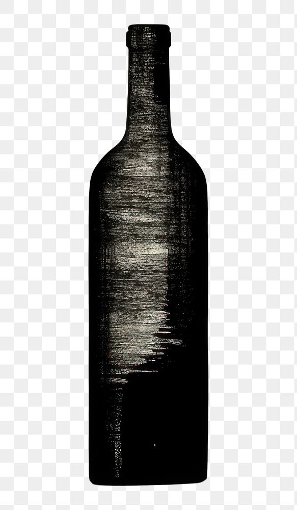 PNG Silkscreen illustration of a Wine bottle wine drink black.