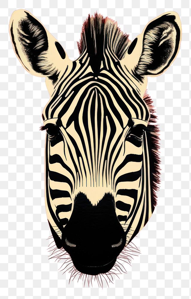 PNG Silkscreen illustration of a zebra wildlife animal mammal.
