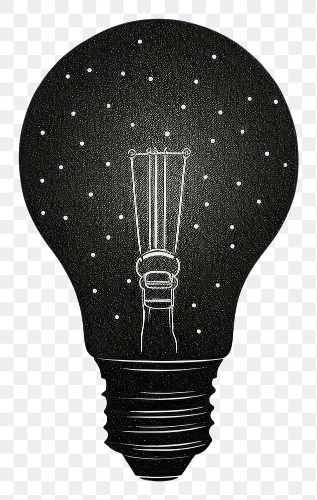PNG Silkscreen illustration of light bulb lightbulb black illuminated.