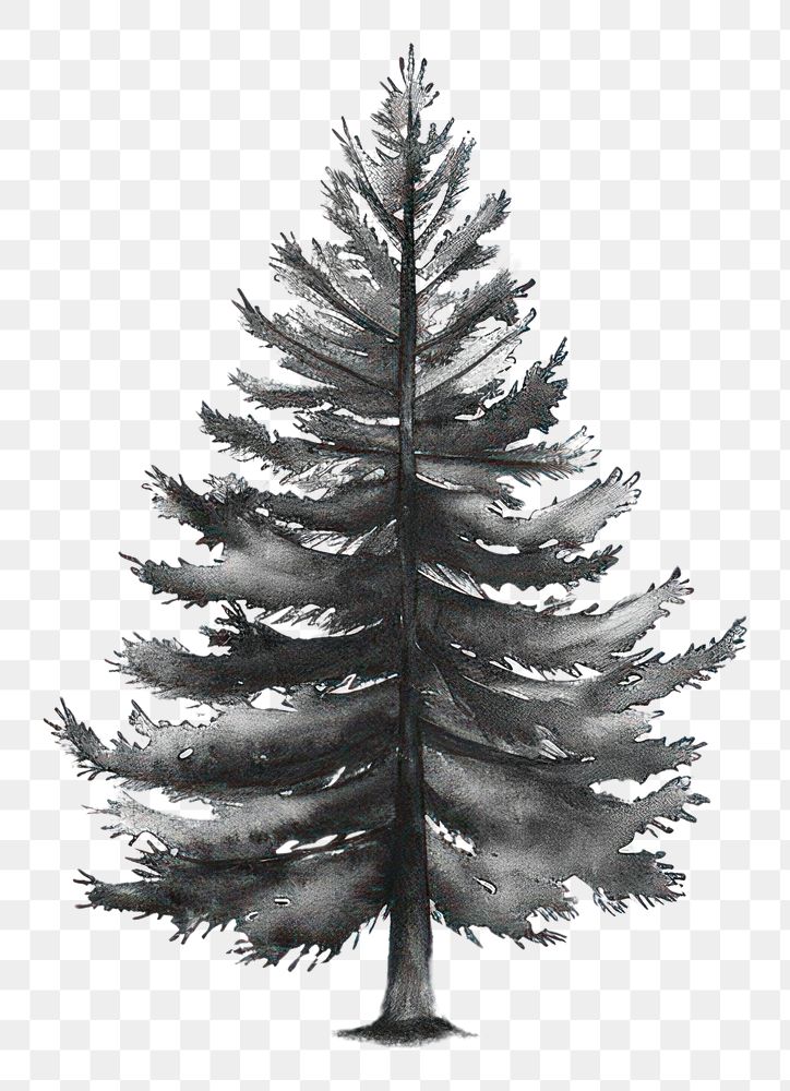 PNG  Pine pine monochrome drawing.