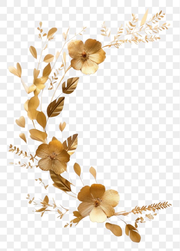 PNG Real pressed gold glitter flowers wreath plant accessories