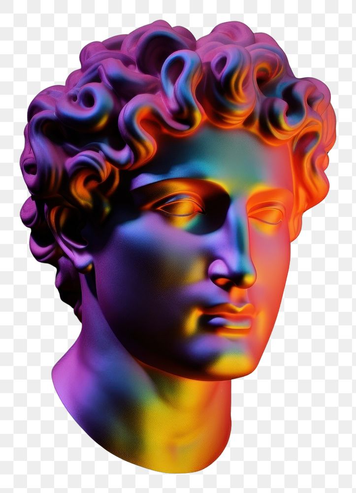 PNG  A David sculpture portrait purple art.